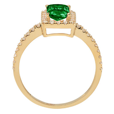 Pre-owned Pucci 1.8 Emerald Simulated Emerald Modern Statement Designer Ring 14k Yellow Gold