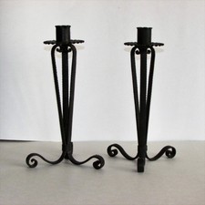 2 BLACK METAL CANDLE HOLDERS TAPER DINNER 9 1/2" TALL ...