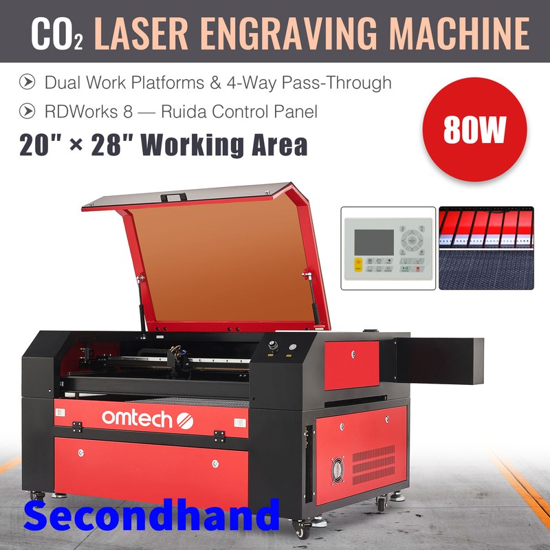 Secondhand 80W CO2 Laser Cutting Engraving Machine CO2 Laser Engraver 28x20 Bed
