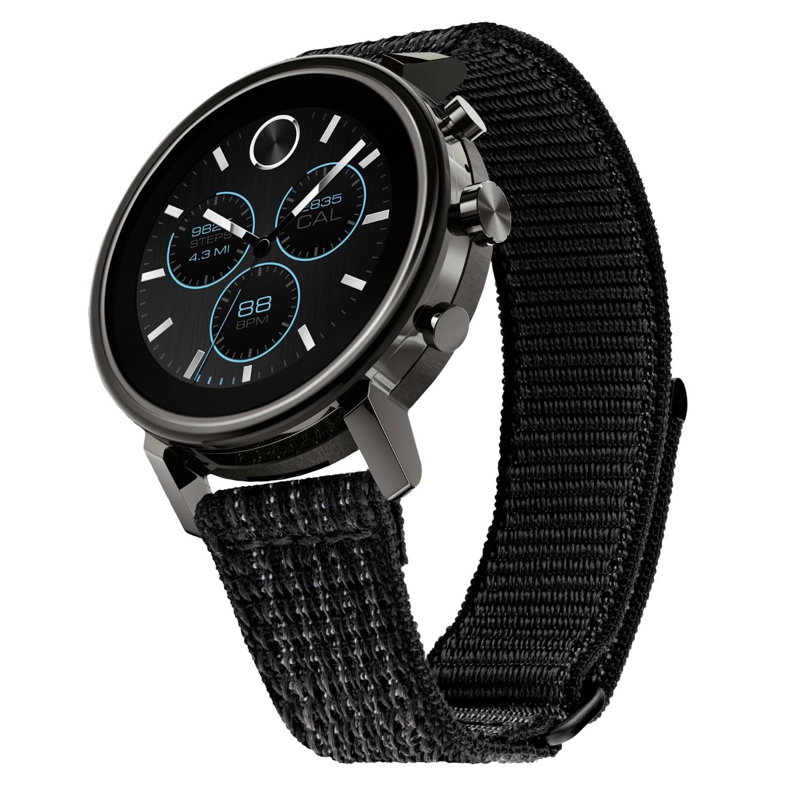 Pre-owned Movado Connect 2.0 Black Fabric Strap 42mm Smartwatch 3660031