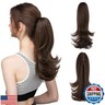 CJL HAIR 14 Inch Claw Clip in Dark Brown Ponytail Extension Synthetic Curly Wavy Fake Faux Hair Pony Tail Hair Piece High Temperature Fiber Hairpieces for Women Girls Kids (Dark Brown)
