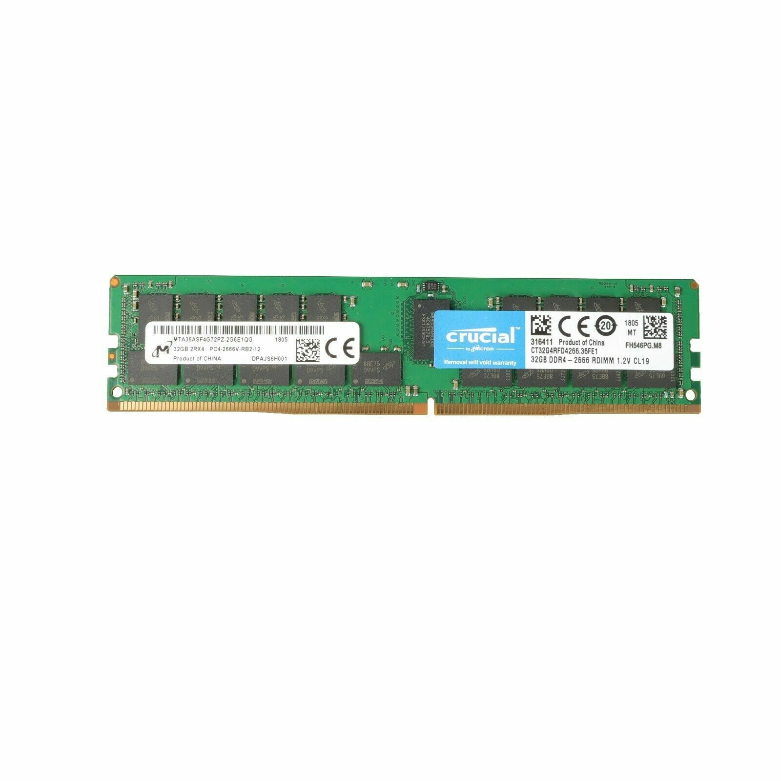 DDR4 32GB （16GB ×2） PC4-2666V-RE2-12 Micron Crucial 32GB ECC REG RAM PC4-2666V-RB2-12 DDR4 288PIN