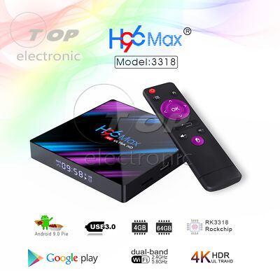 H96 Max RK3318 Android 9.0 32GB 64GB Quad Core 4K Player WiFi Smart TV BOX