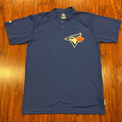 Majestic Men s Toronto Blue Jays BP Blue Jersey Shirt Medium M Baseball MLB