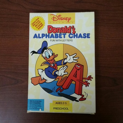 Disney Software Donald’s Alphabet Chase Fun With Letters IBM PC 5.25” Complete