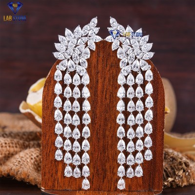 19.40 TDW Pear & Marquise Cut Diamond Earring by Labstone 18kt White Gold