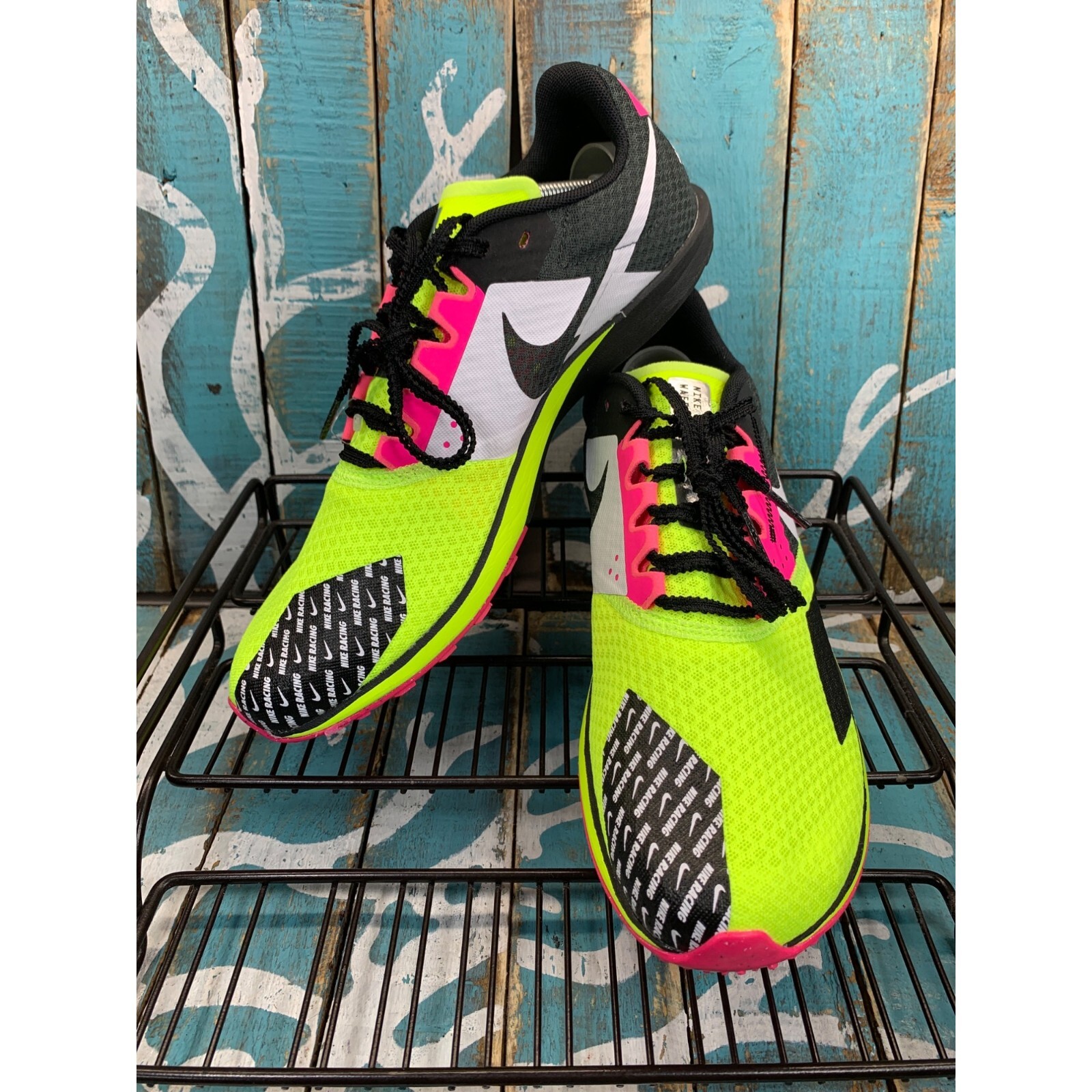 NEW Nike Rival Waffle 6 Cross Country Volt Black Pink White NEW Nike Rival Waffle 6 Cross Country Volt Black Pink White