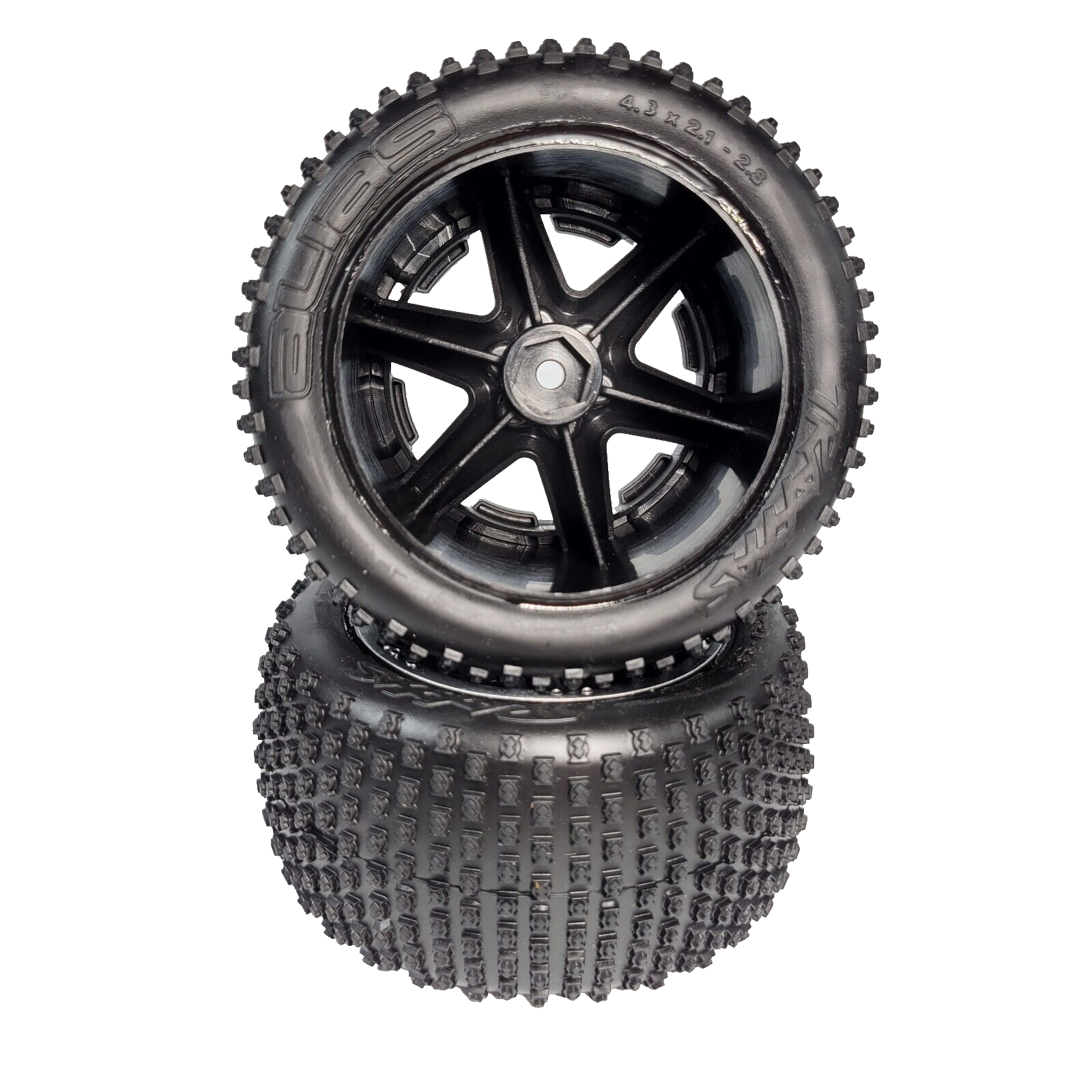 Fits Traxxas Rustler XL-5 2wd Alias Tires & Black Satin 12mm Rxt Wheels / VXL