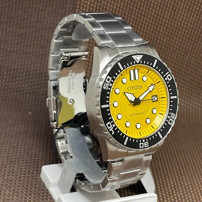 Pre-owned Citizen Nj0170-83z Yellow Dial Automatic Stainless Steel Analog Men Dress Watch