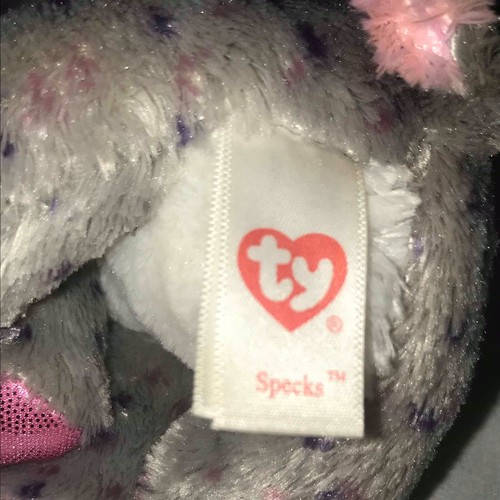 TY Beanie Boos Specks Elephant Plush Stuffed Toy pink Glitter Eyes 6