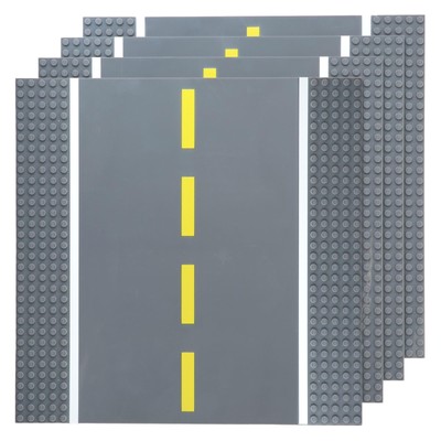 Building Blocks Road Plates 10x10'', 4 Pack Baseplates, 4 Straight
