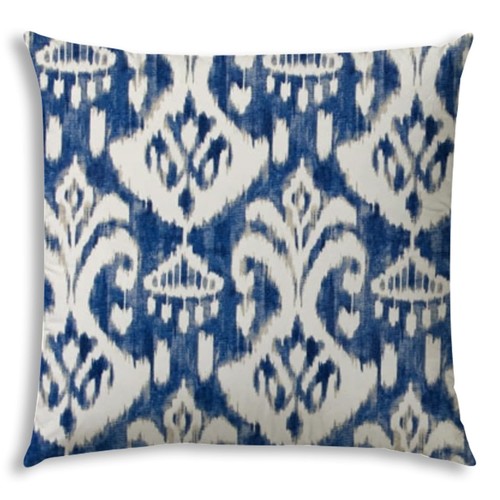 Поясничная подушка Ikat для внутренних и наружных работ размером 17 X 17 Дюймов цвета Индиго и кремового цвета с выдувным швом