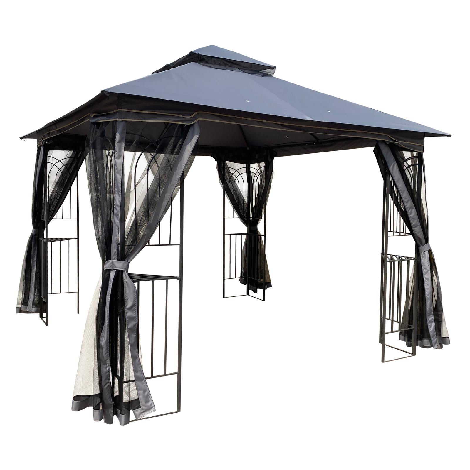 10x10FT Garden Patio Gazebo Canopy Tent With Ventilated Double Roof Mosquito Net
