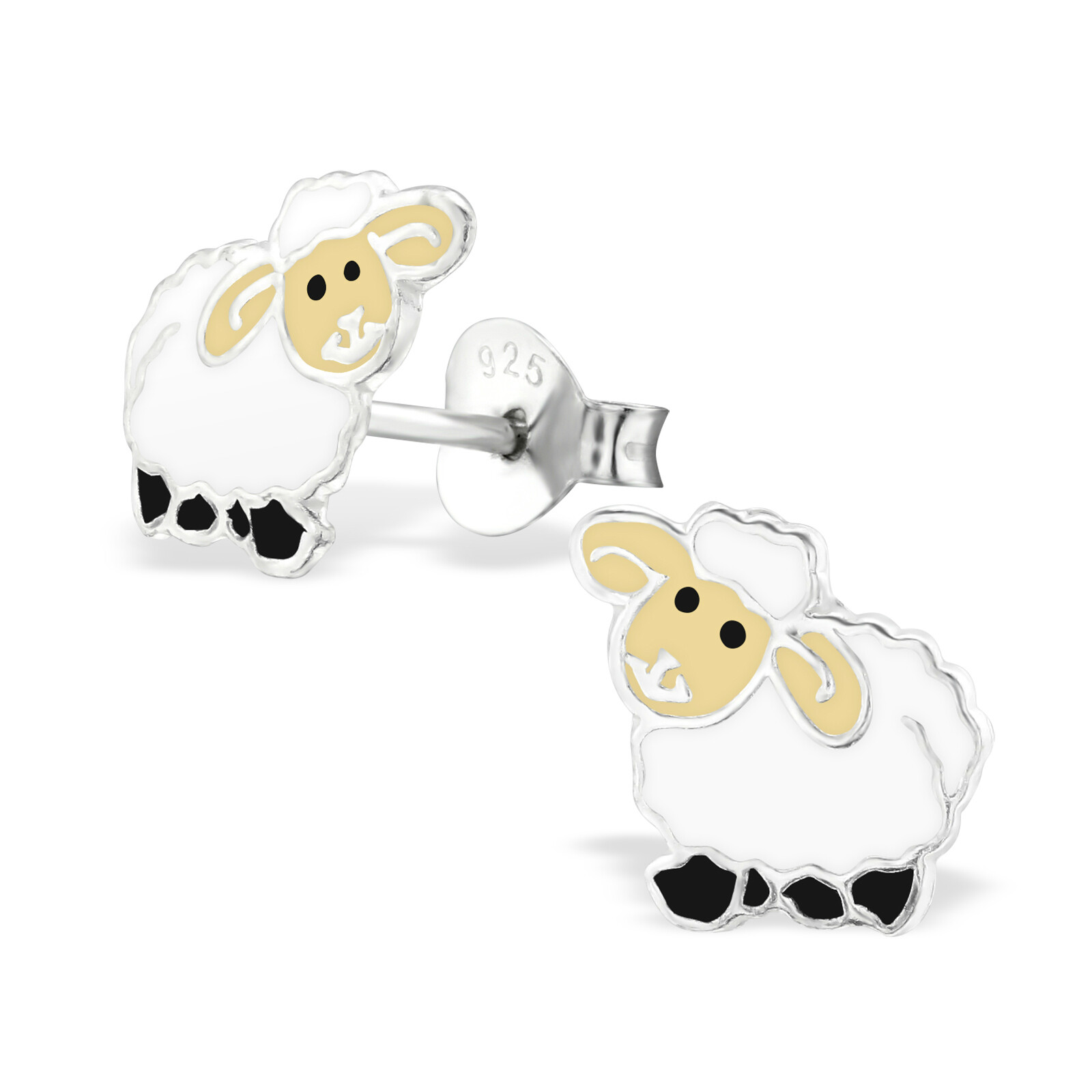 Sheep Lamb Stud Earrings Sterling Silver with Enamel Color Children's Sheep Lamb Stud Earrings Sterling Silver with Enamel Color Children's