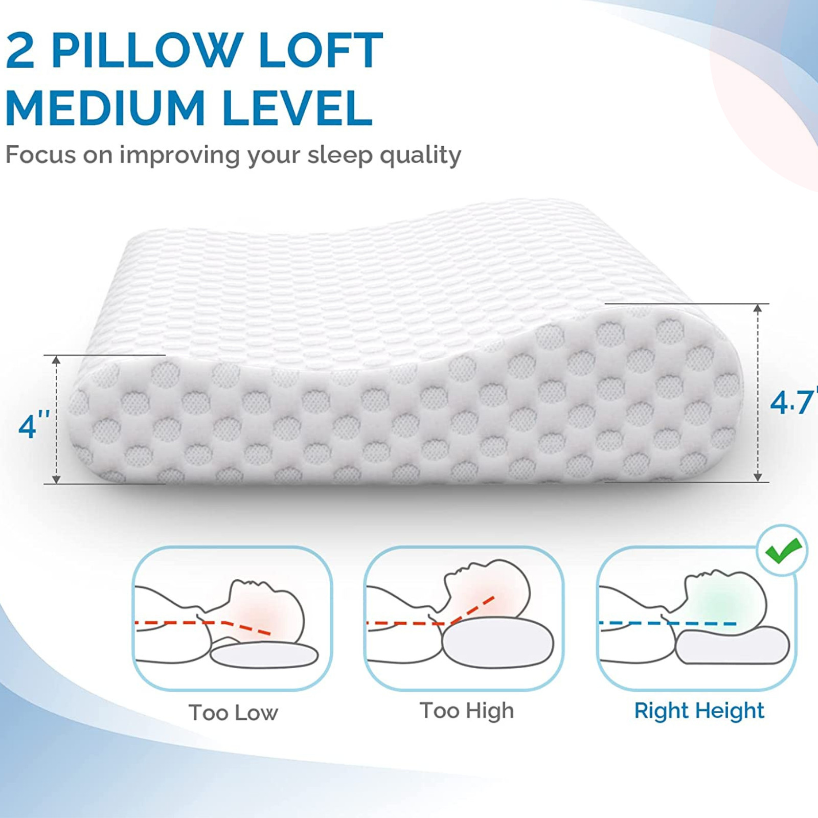 Orthopedic Contour Memory Foam Pillow Cervical Bed Pillow for Pain Relief
