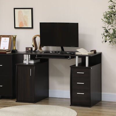 47'' Wooden Computer Writing Study Desk Table w/ Keyboard Tray & 3 Drawers