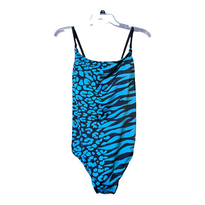 Beach Betty Miracle Brands Black Teal One-Piece Swimsuit Size Large New