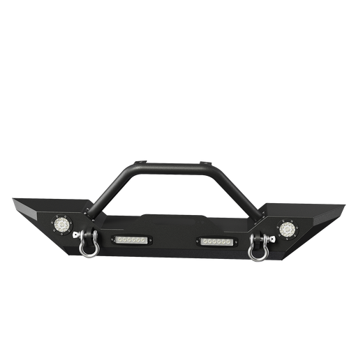 For 07-24 Jeep Wrangler JK JL Gladiator JT Front Bumper w/LED Lights Winch Plate