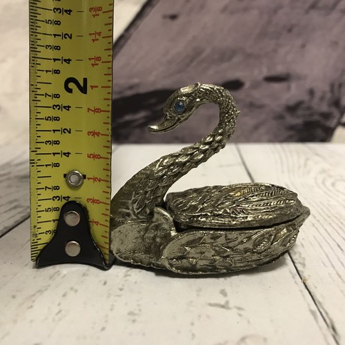 Vintage Silverplate Swan Goose Small Trinket Holder Decor Made In Portugal