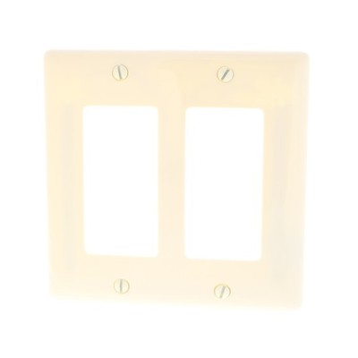 Hubbell NP262AL Almond 2-Gang Decorator GFI Unbreakable Standard Wallplate Cover