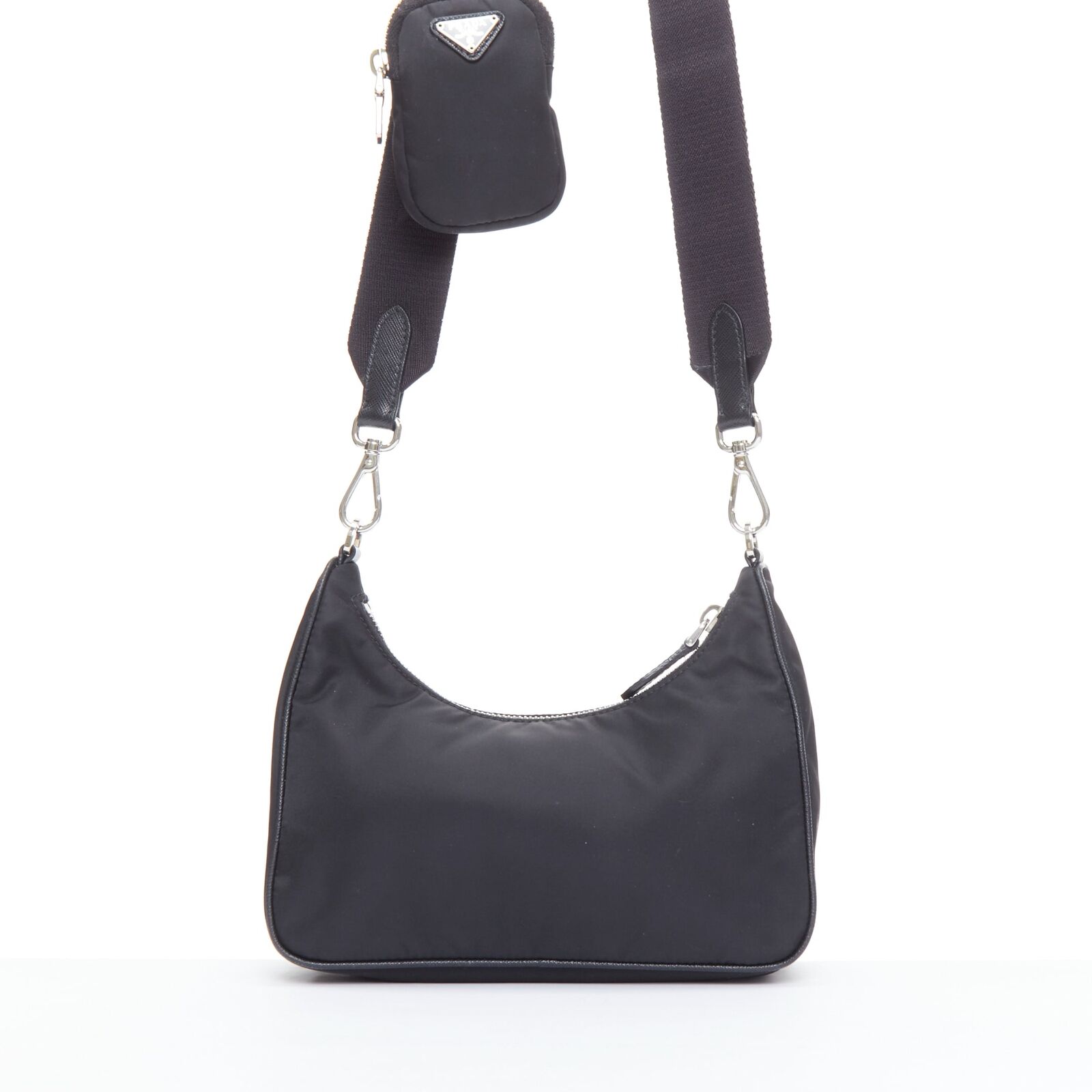 PRADA Re-Edition 30 Re-Nylon 3 in 1 black nylon logo PRADA Re-Edition 30 Re-Nylon 3 in 1 black nylon logo