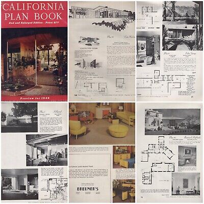 CALIFORNIA HOMES 1946 PREVIEW VINTAGE MCM HOUSE PLANS ATOMIC RANCH MODERN RARE