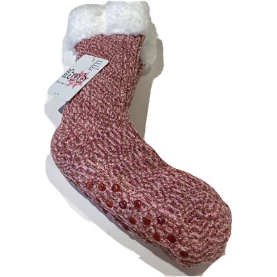 Cozy Hub Ladies Sox Double Plish Lined Size 9-11 Pink Non Slip New
