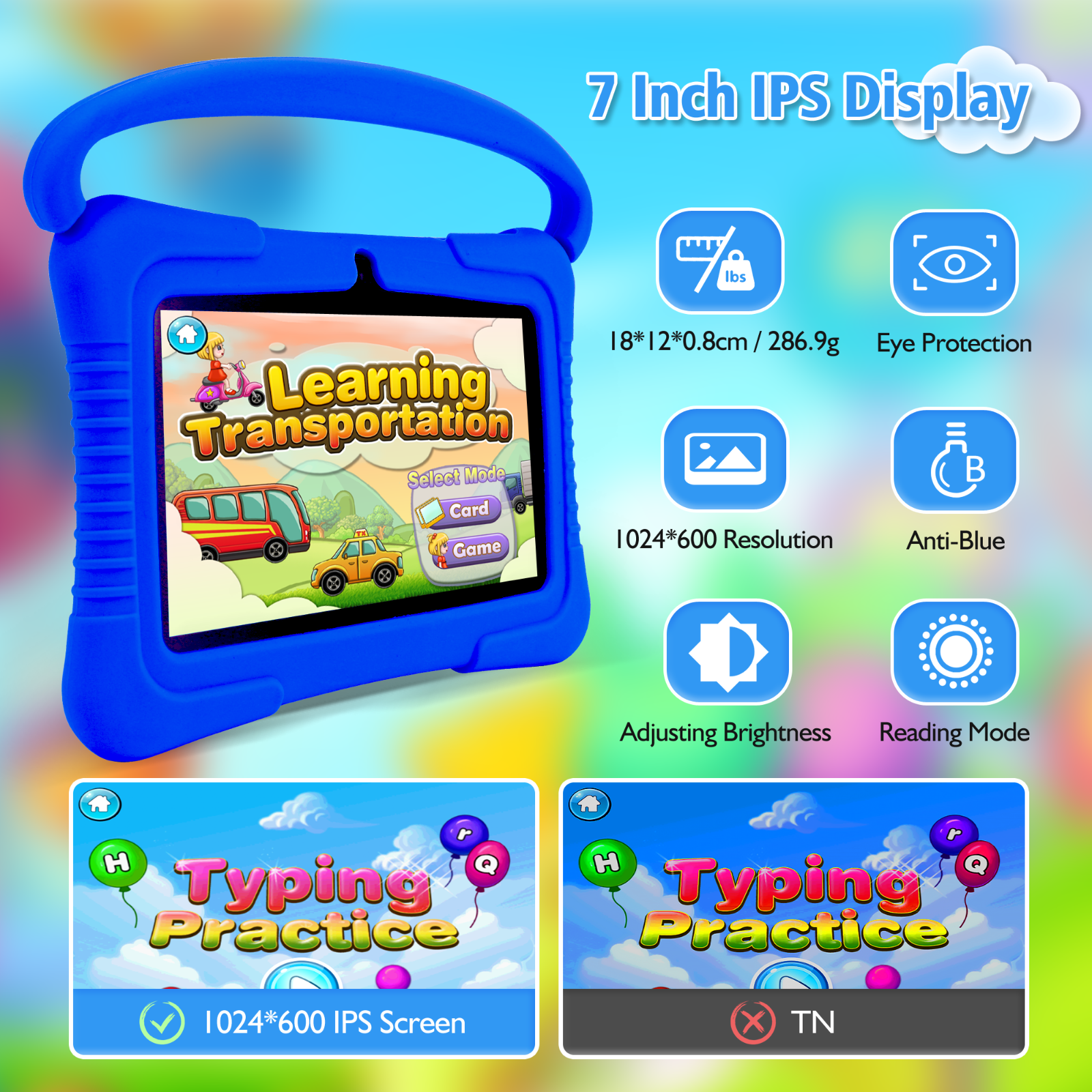 Veidoo Kids Tablet, 7 inch Android Tablet PC, 2GB RAM 32GB ROM, Learning Tablet