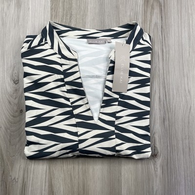 Ellie Kai Women s Size 8 Geo Print V-Neck Jersey Nylon Stretch Top Shirt