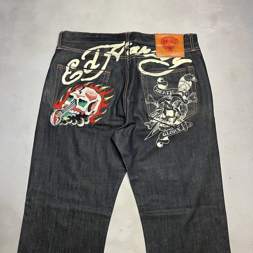 italy製 skull studs design denim jeans Raw Blue Jeans Men 30x30 Denim Embroidered Embellish Skull