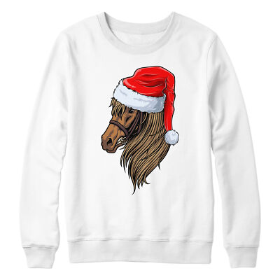 Horse Christmas Ugly Sweatshirt Funny Santa Hat Equestrian Gift Idea Son and ...