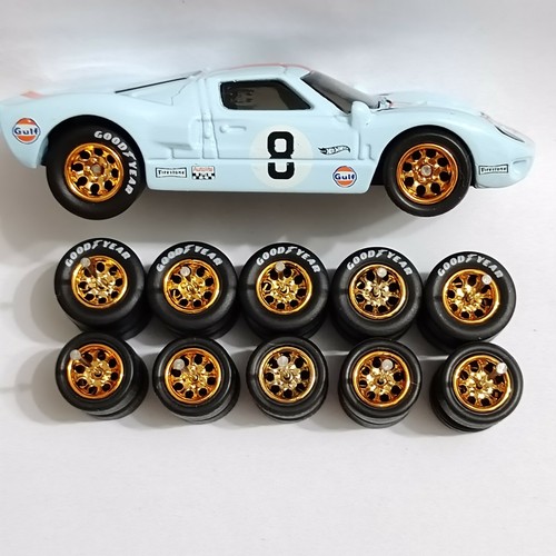 HOT WHEELS FORD GT40 8 DOT RUBBER WHEELS TIRES 5 SETS 1/64
