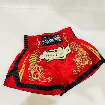 Hayabusa Garuda Red, Gold & Black Muay Thai Boxing Tiger Shorts Size 30