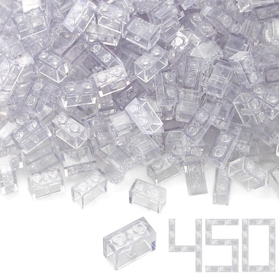 Feleph 1x2 Bricks Bulk 450 Pieces Clear Classic Basic Parts Building Creative...