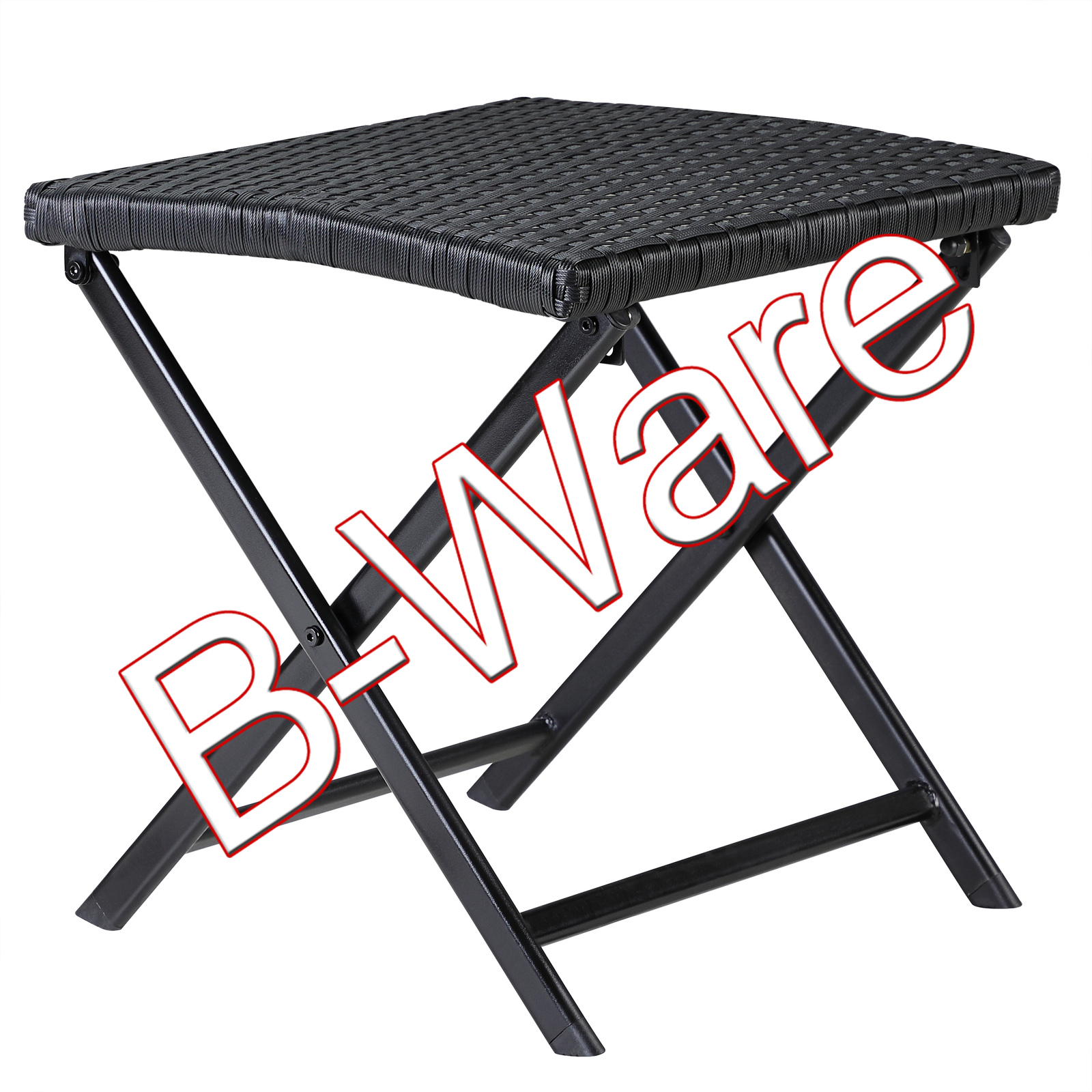 B-Ware Poly Rattan Klapphocker Fußhocker Beistelltisch Tisch klappbar Schwarz