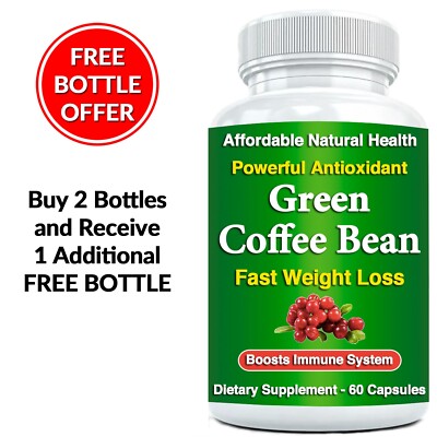 Green Coffee Bean Extract - QUICK WEIGHT LOSS - Detox - 60 Pure Capsules - Diet