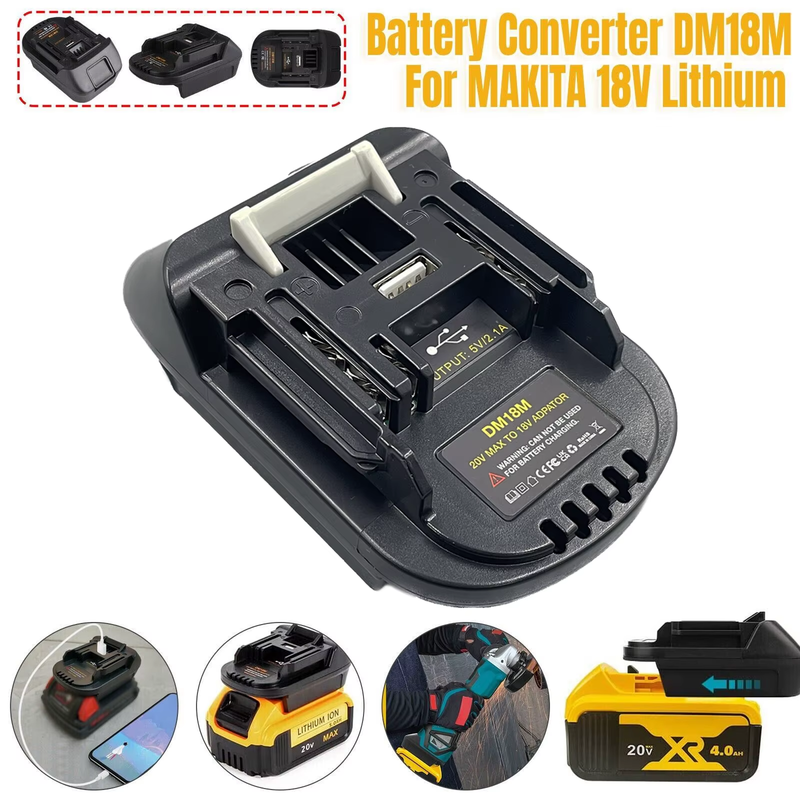 DM18M Battery Adapter for Makita 18V Tools Convert for Dewalt 20V Battery & Milw