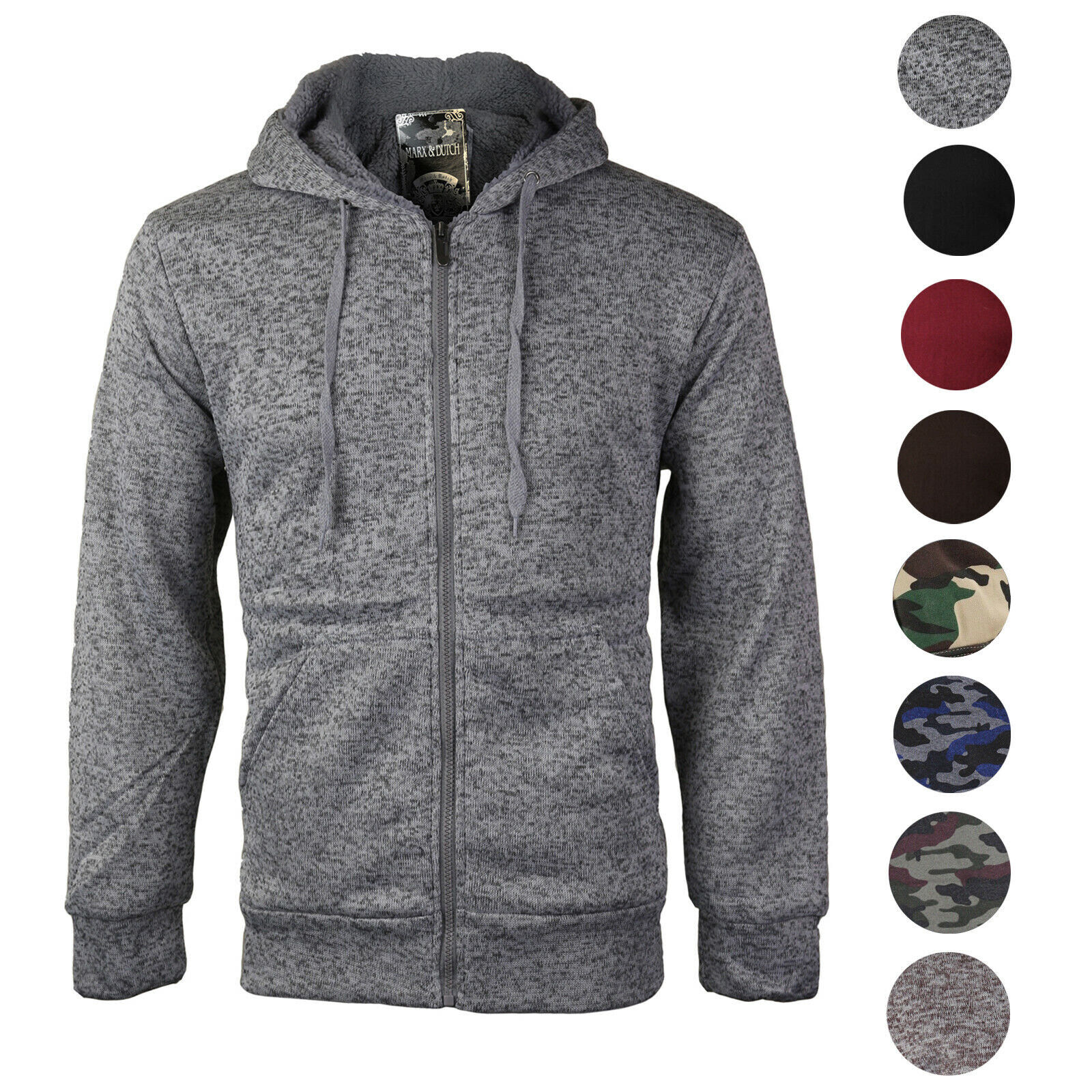 Men's Premium Athletic Soft Sherpa Lined Fleece Zip Up Hoodi