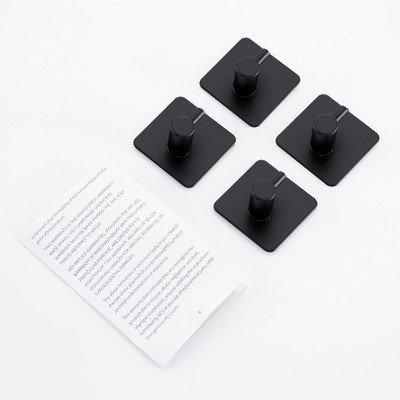 KES Adhesive Towel Hooks 4 Pack, Stick On Towel Hooks Heavy Duty, Black Adhes...