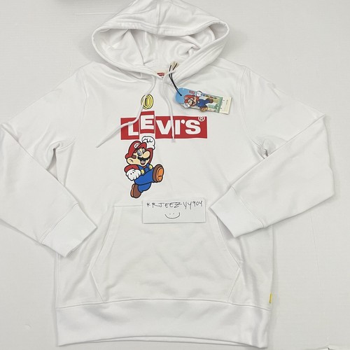 Men Size XS Levis x Super Mario Bros Pullover Graphic Print White Hoodie eBay