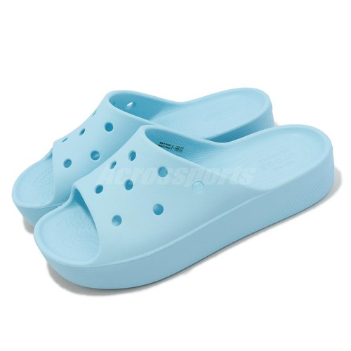 

Crocs Classic Platform Slide Arctic Blue Женские сандалии унисекс без шнуровки 208180-411, Синий, Classic Platform Slide