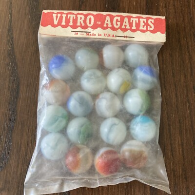 VITRO-AGATES MADE IN USA 19 MARBLES IN BAG -Sealed NEW