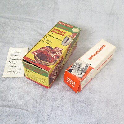 Fairgrove Donut Maker & Refriger-Mold Boxed 70's Kitchen Gadgets Vtg Grandma Cor