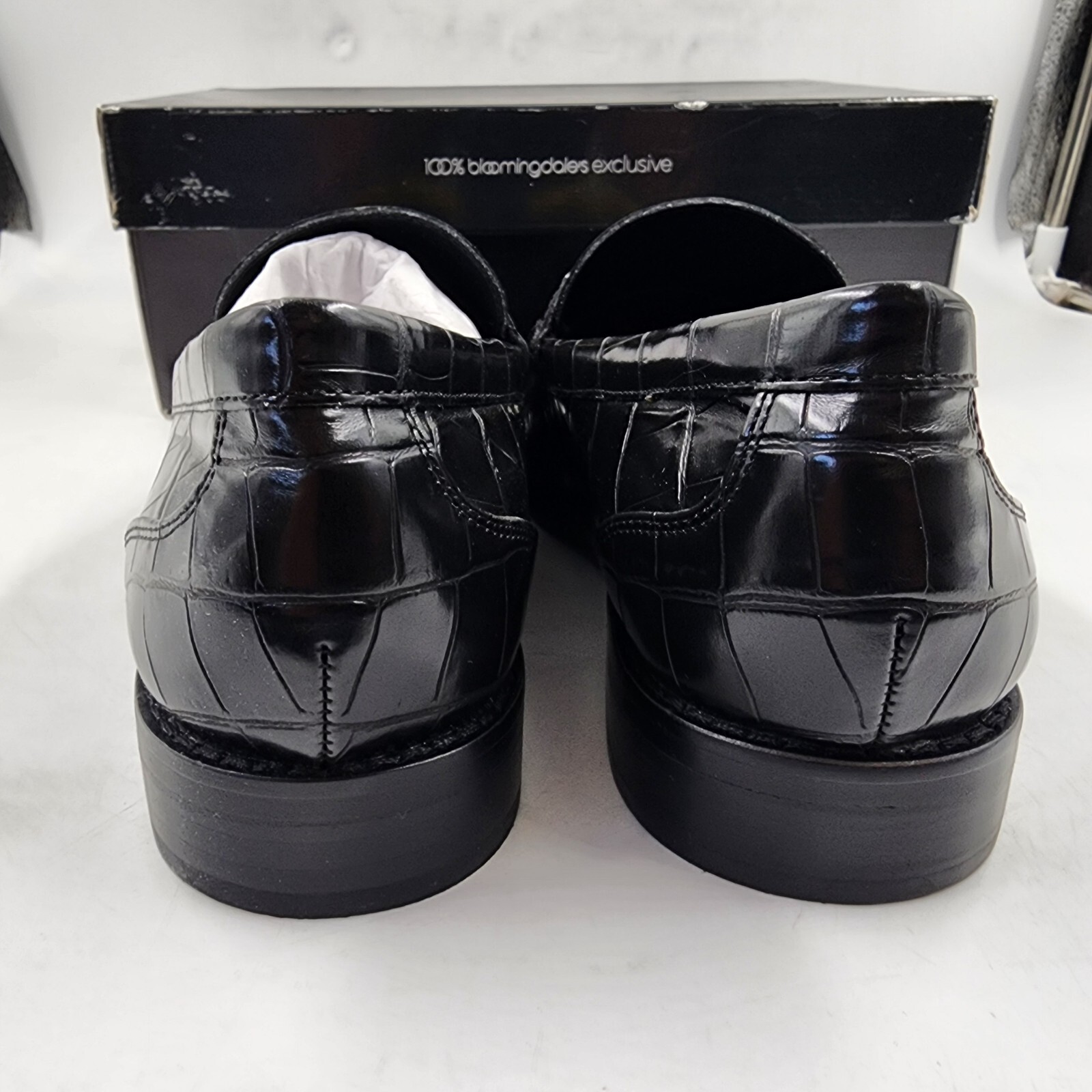 AQUA Perle Croc Embossed Loafers Women's 8M Black Round Moc-Stitch Toe Slip On - Picture 7 of 18