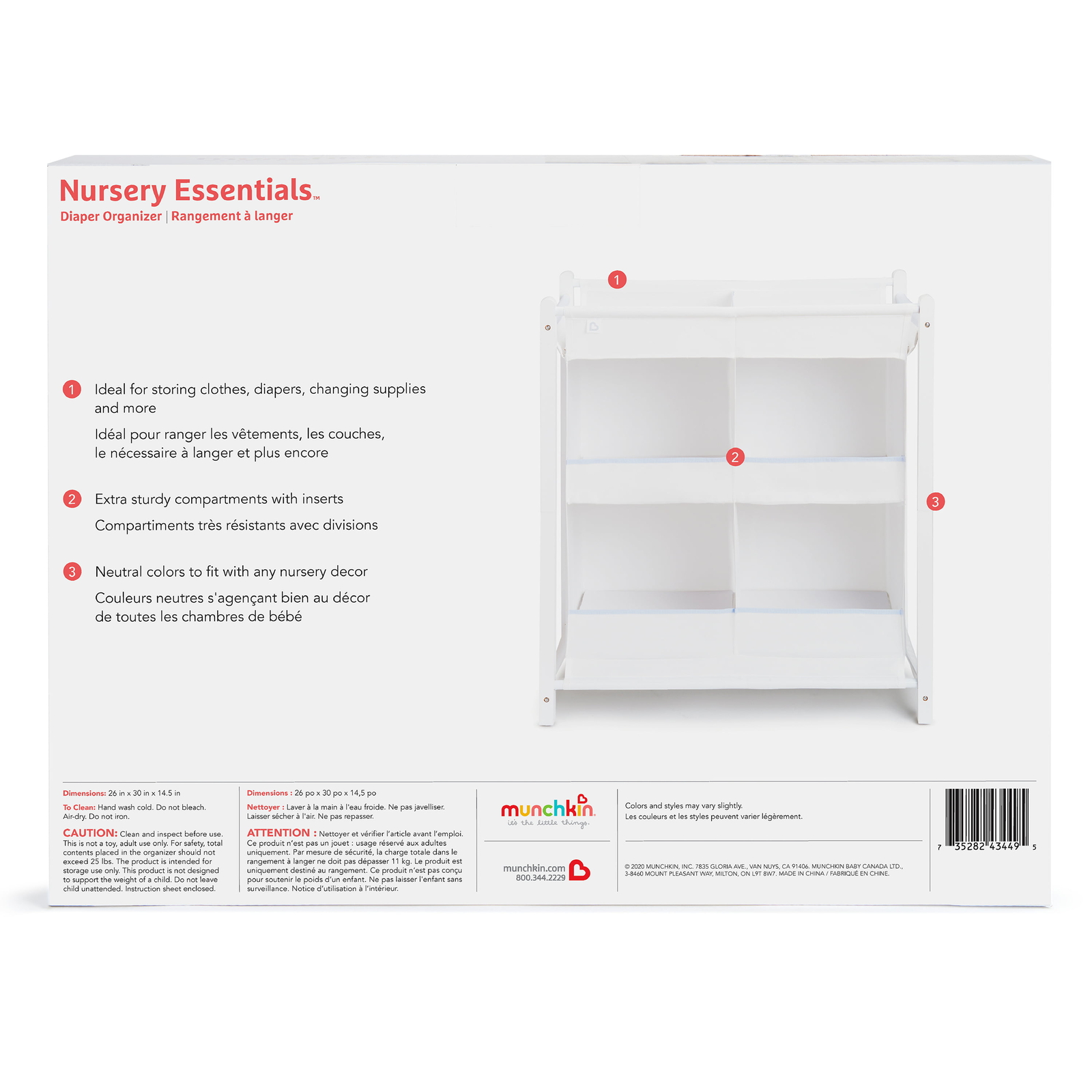 Nursery Essentials™ Baby Diaper Stacker Organizer and Storage, White, Unisex