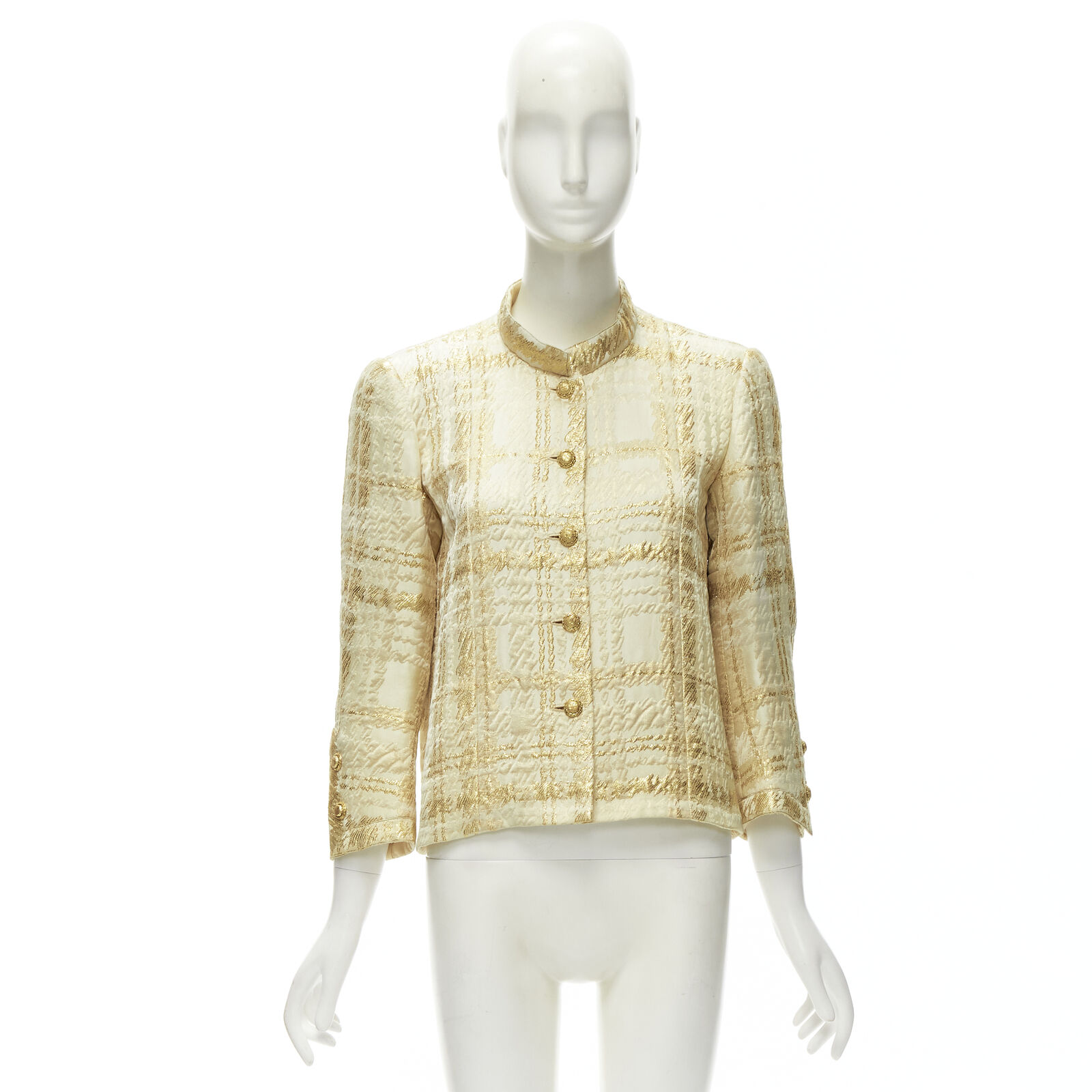 COCO CHANEL HAUTE COUTURE 1960's gold jacquard check jacket COCO CHANEL HAUTE COUTURE 1960's gold jacquard check jacket