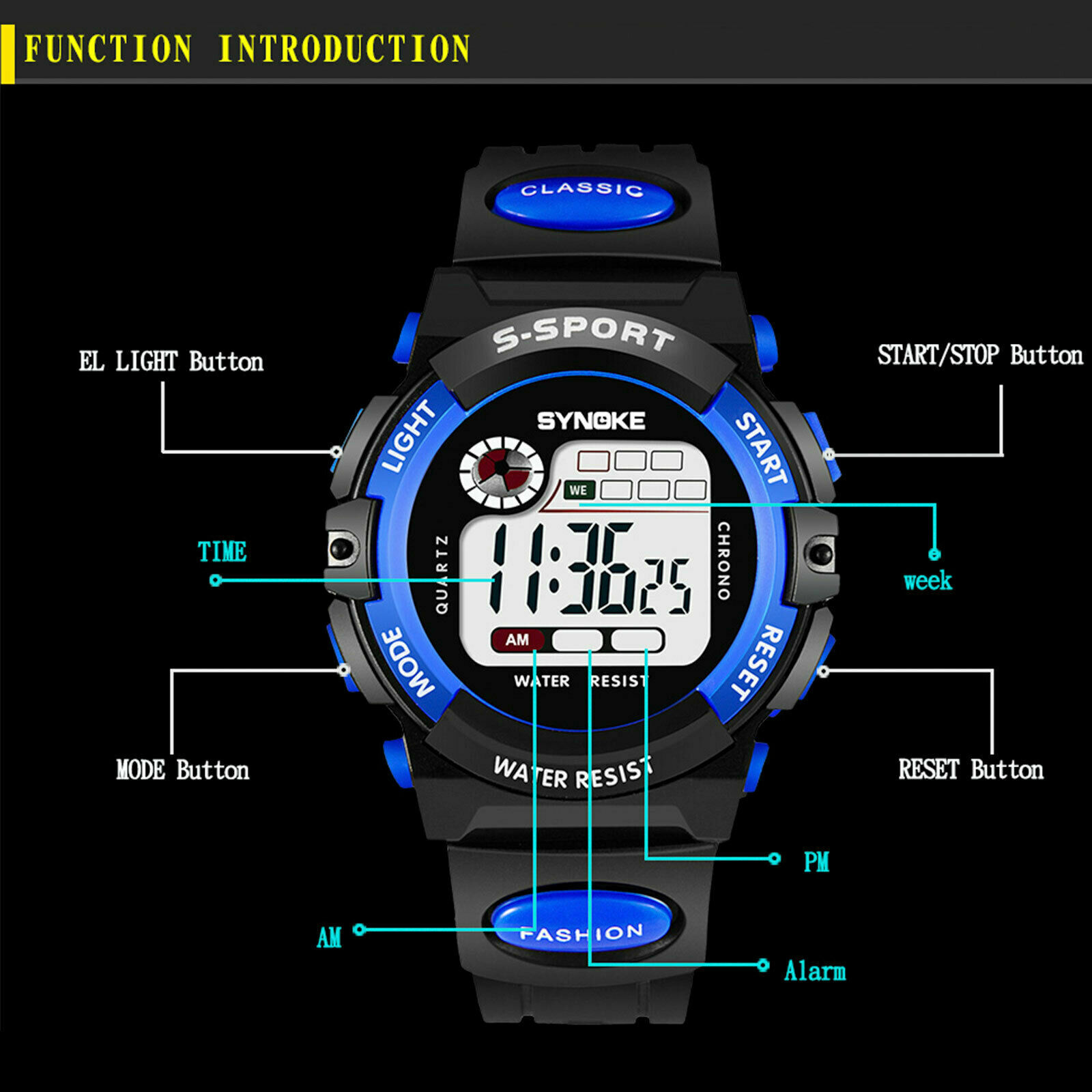 Kids Children Boys Girls Digital Electronic Watch LED Sports Watches Waterproof