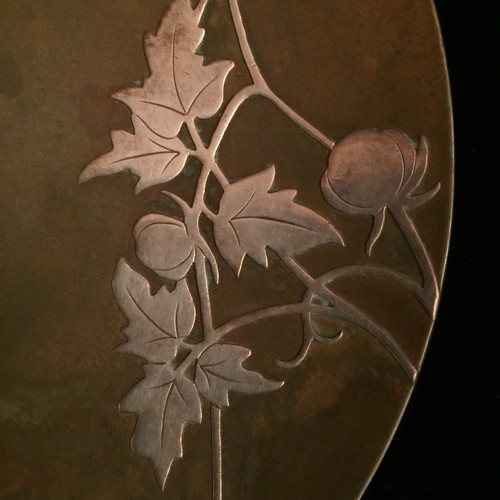 Antique Heintz Sterling Bronze Arts Crafts Floral Card Plate Dish P.Aug 27 1912