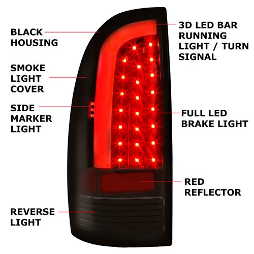 Smoke Rear LED Tail Lights Brake Lamps For Toyota Tacoma 2005-2015 #8155004160