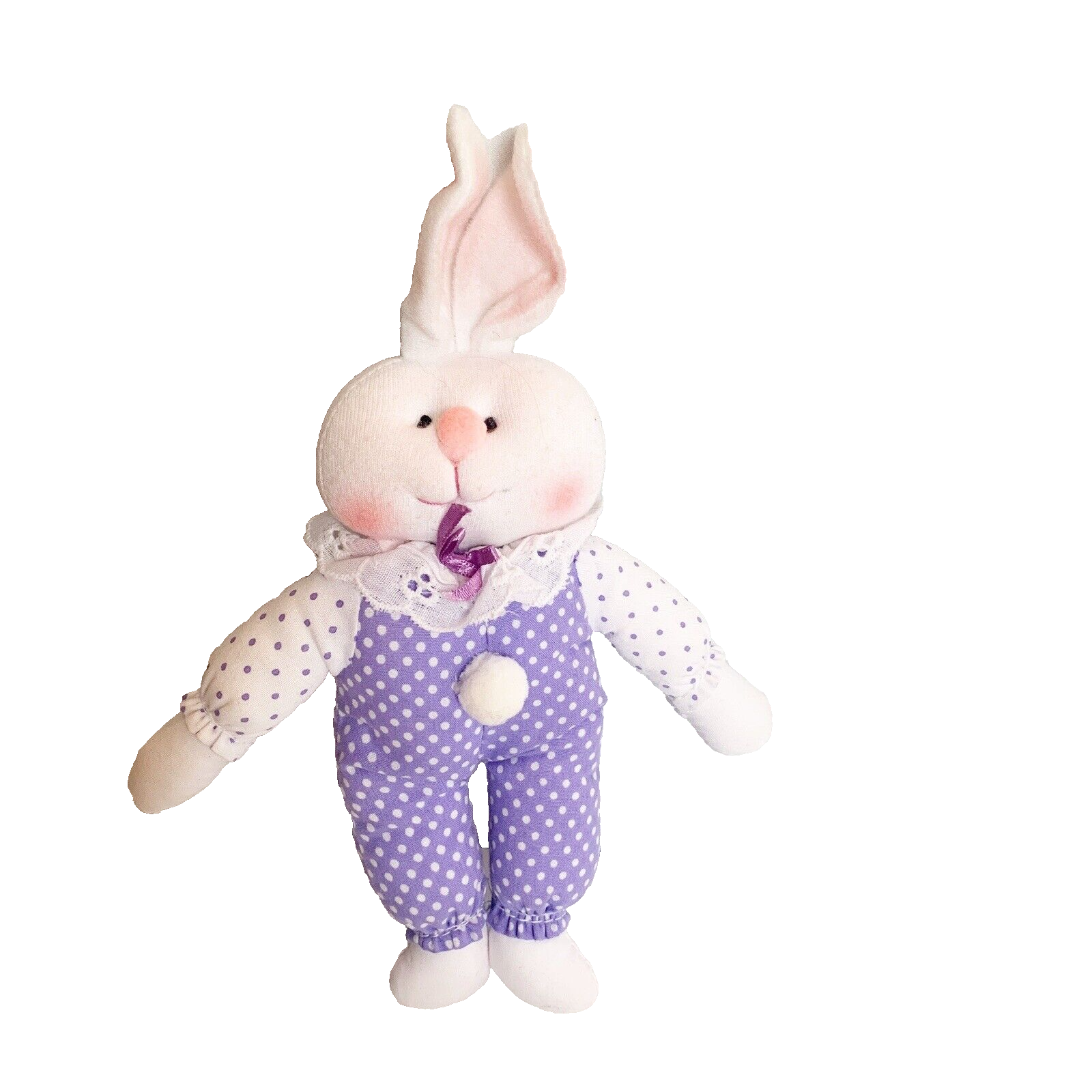 Vintage Plush Bunny Rabbit Easter Purple White Polka Dot 8
